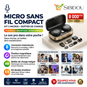 MICRO SANS FIL COMPACT — Kit 2 Émetteurs + Boîtier de Charge